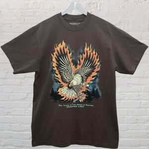 Paradise Lost Brown Eagle Flame Tattoo Graphic Streetwear Tee Sz M NWOT